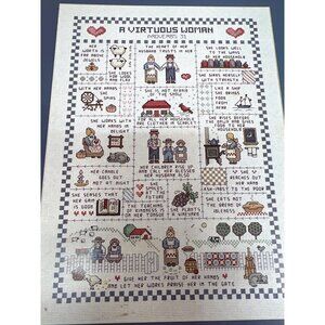 Vintage Proverbs 31 Virtuous Woman Cross Stitch Pattern